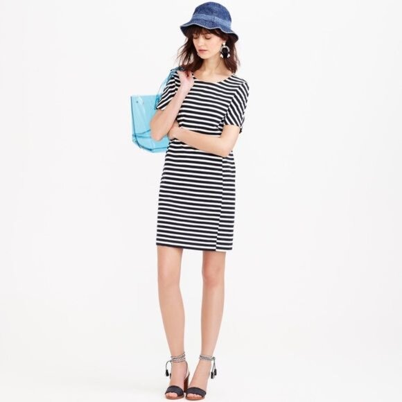 J. Crew Dresses & Skirts - J. Crew Black & White Striped T-Shirt Shift Dress